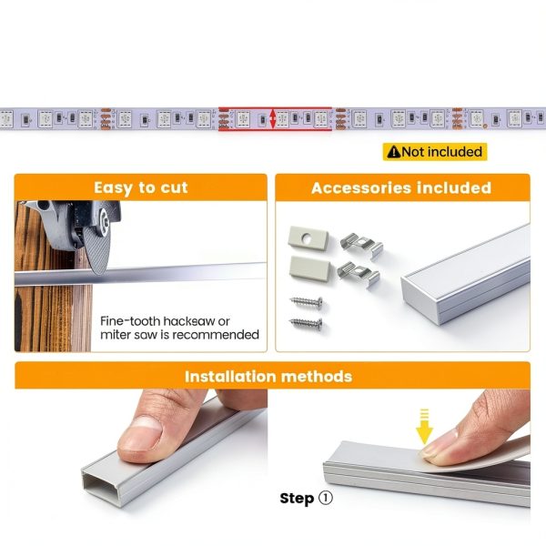 LED Strip Channel Muzata U102 Aluminum with White Diffuser 39in-4