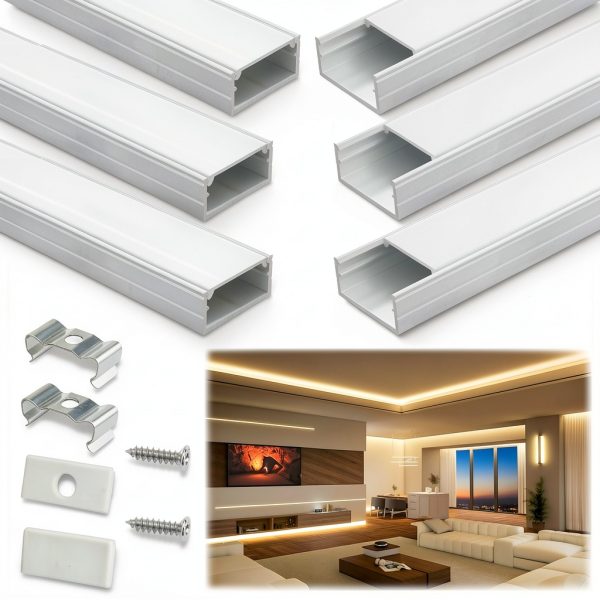 LED Strip Channel Muzata U102 Aluminum with White Diffuser 39in-0