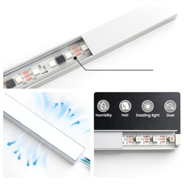 LED Strip Channel Muzata U102 Aluminum with White Diffuser 39in-2