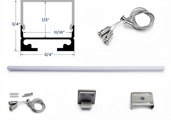 Muzata U116 Aluminum LED Channel 10Pack Silver Hanging Mount-4