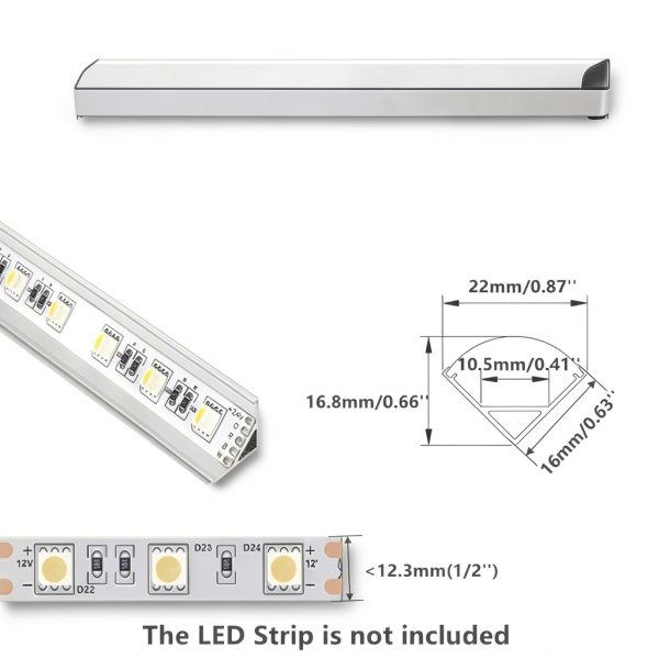 Sunny Wood Aluminum Channel 6.56FT with PC Cover - V Shape Track-1