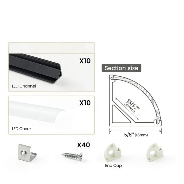Muzata V Shape LED Aluminum Channel 10pcs 6.6ft Milky White Diffuser-1
