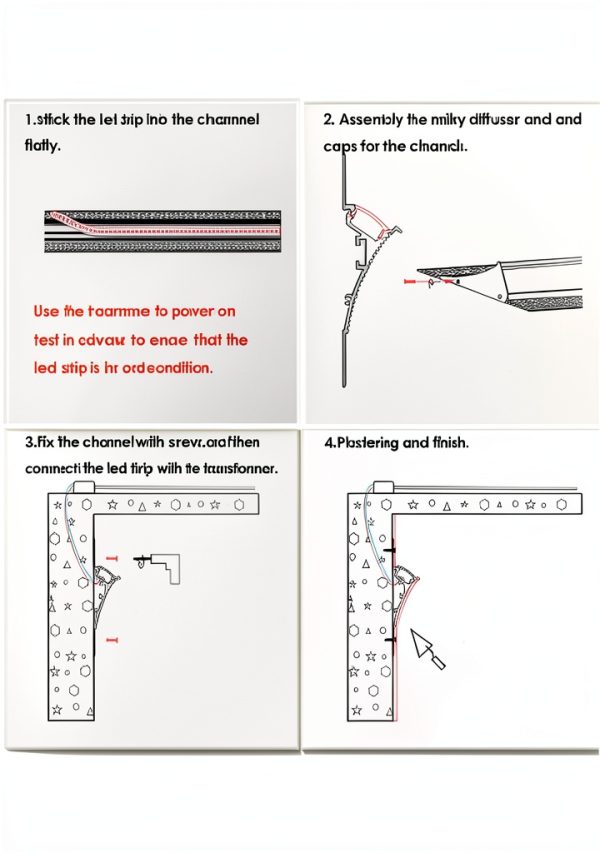 Besseto Plaster LED Channel 12mm Aluminum Profile with Diffuser Kit-3