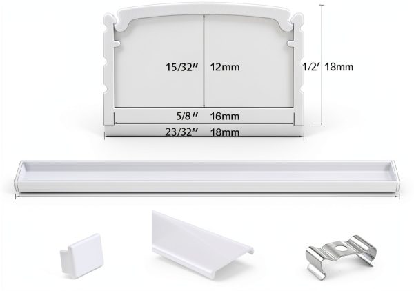 Muzata LED Aluminum Channel U1SW Spotless Waterproof 16mm x 12mm-4