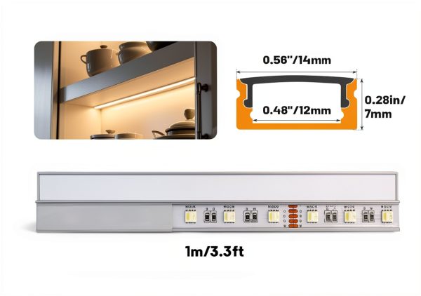 DEIGCYU LED Aluminum Channel U‑Shape 12mm Fit with Milky Diffuser 10-1