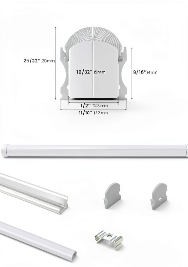 Muzata U108 White LED Channel 20mm 10Pack*3.3FT Spotless Diffuser-1
