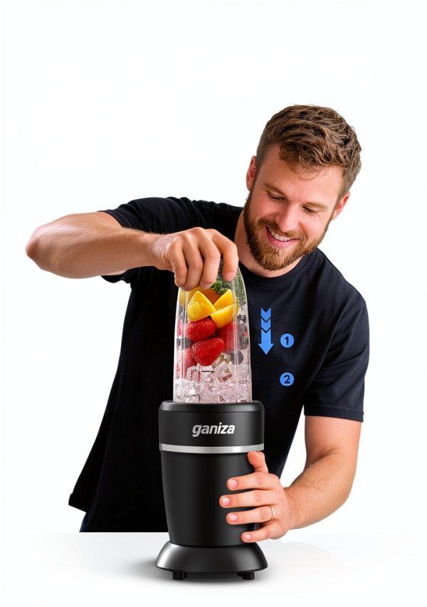 Ganiza Blender for Smoothies, 14 Pcs Smoothie Blender for Kitchen, Max 1300W Portable Blenders for Shakes Ice Crushing Grinding & More with 2 X 37 oz, 23 oz Cups, Perfect for Home & On - the - Go-5