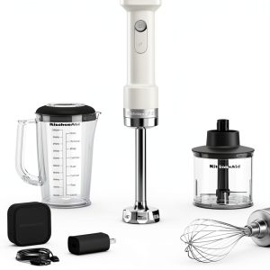 KitchenAid Go Cordless Hand Blender with Accessories - battery included, KHBRV75, Porcelain White-0