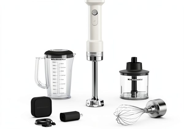 KitchenAid Go Cordless Hand Blender with Accessories - battery included, KHBRV75, Porcelain White-0