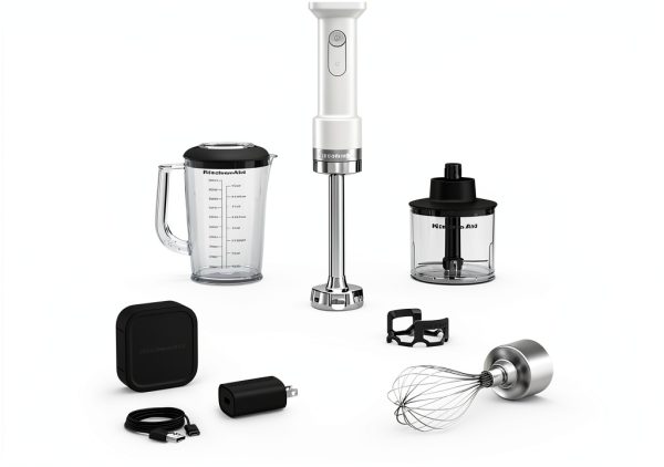 KitchenAid Go Cordless Hand Blender with Accessories - battery included, KHBRV75, Porcelain White-1