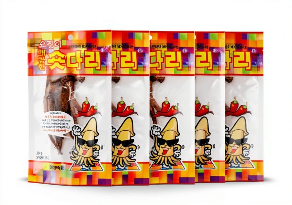 Korean Spicy Dried Squid Legs by Hanyang - Chewy, Sweet & Salty, 0.7oz-1