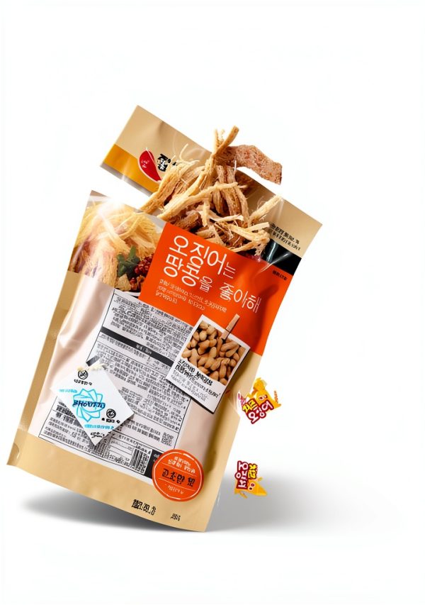 Korean Grilled Squid with Peanut Butter Flavor - Dried Seafood Snack,-1
