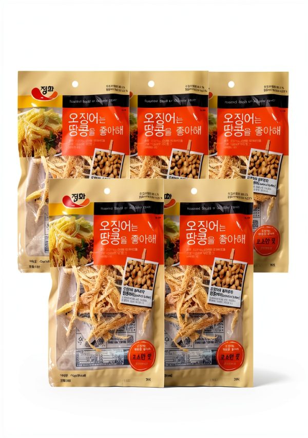 Korean Grilled Squid with Peanut Butter Flavor - Dried Seafood Snack,-2