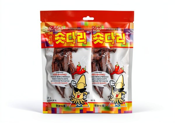 Korean Spicy Dried Squid Legs by Hanyang - Chewy, Sweet & Salty, 0.7oz-0