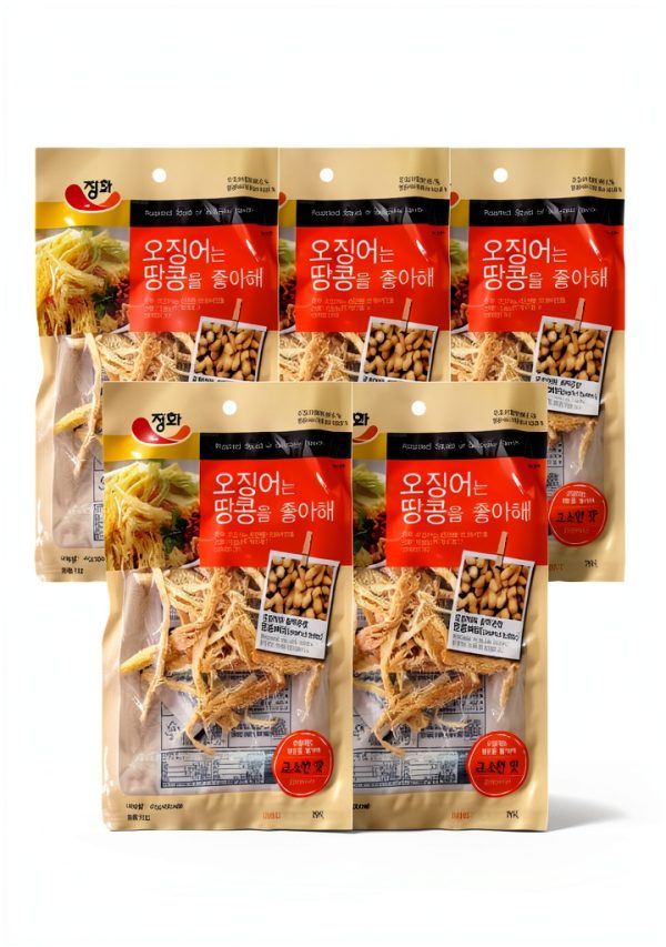 Korean Grilled Squid with Peanut Butter Flavor - Dried Seafood Snack,-0